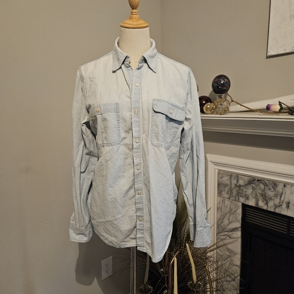 Light Blue Denim Cotton Shirt 👕 - Picture 5 of 7